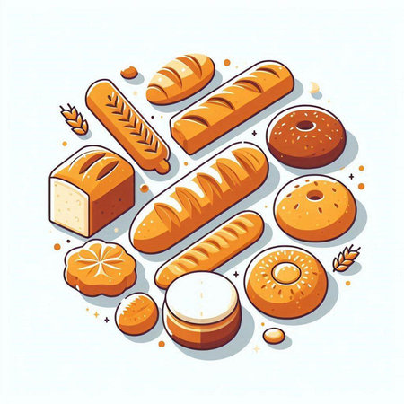 Bread icon set. Vector illustration in isometric 3d style.の写真素材