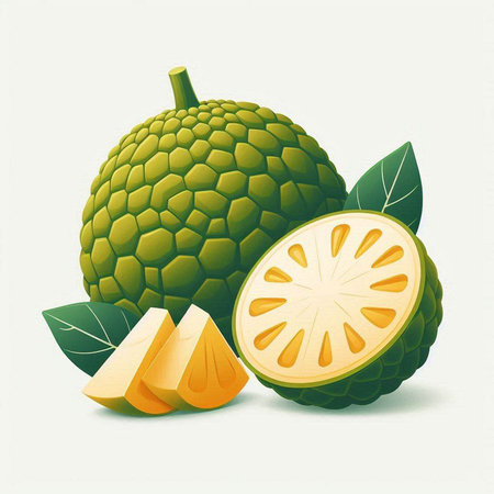 Soursop fruit vector illustration. Soursop vector illustration.