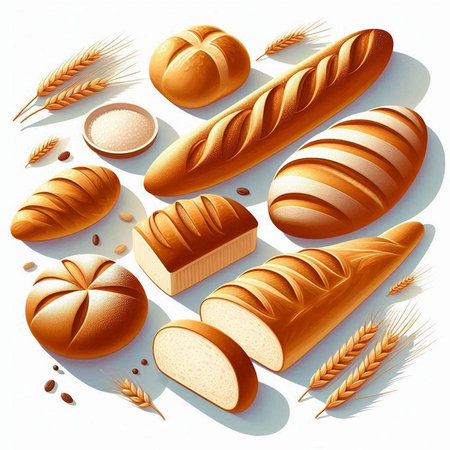 Bread and bakery products. Vector illustration of bread and bakery products.