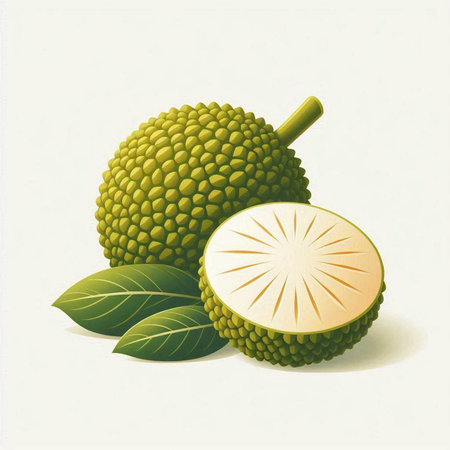 Litchi fruit with leaves on white background. Vector illustration.
