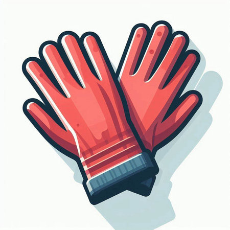 Vector illustration of a pair of red rubber gloves on a white background