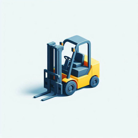 Forklift truck isolated on white background. 3D illustration.