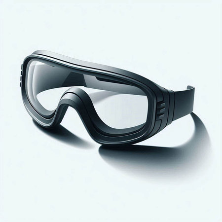 Black ski goggles on a white background. 3d render illustration.