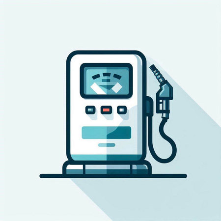 Gas station icon, vector illustration. Flat design style with long shadowの写真素材