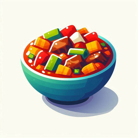 Illustration of a bowl of sweet potato salad. Vector illustration.