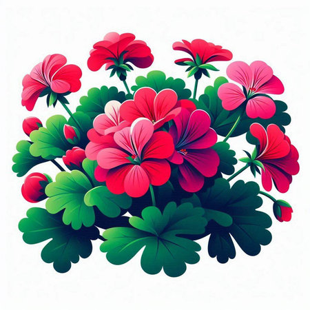 Geranium flowers isolated on white background. Vector illustration. Eps 10.