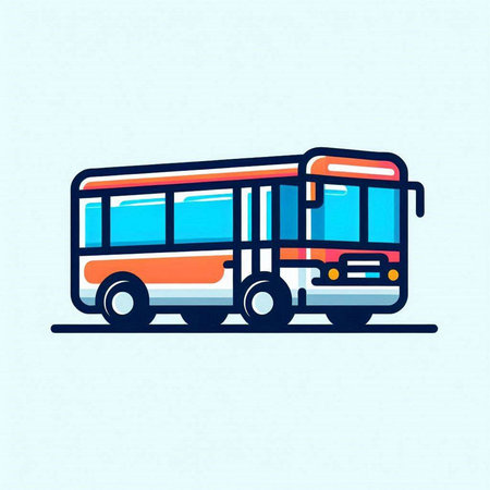 Bus icon. Vector illustration of a bus on a blue background.
