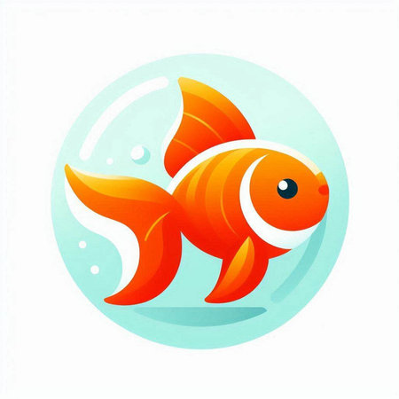 Illustration of a goldfish in a round aquarium. Vector illustrationの写真素材