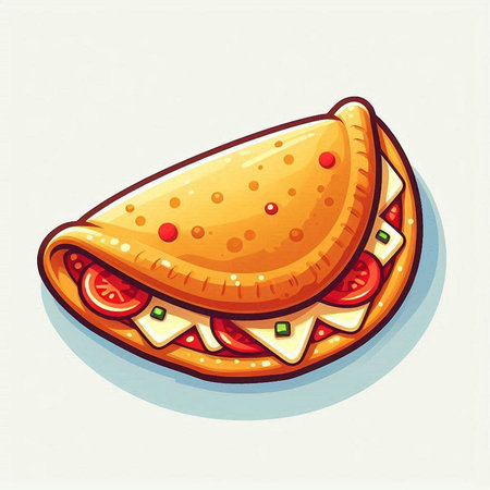 Illustration of a pizza on a white background. Vector illustration.