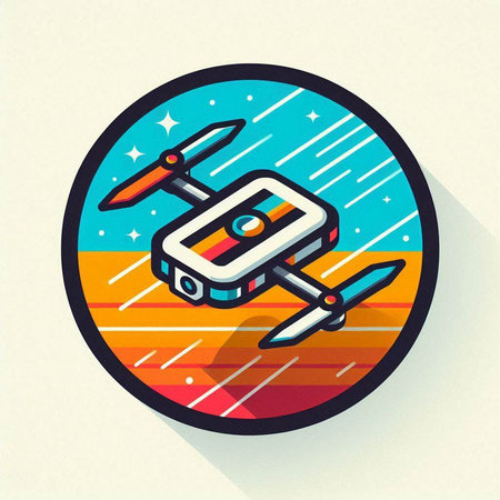 Drone flat icon. Vector illustration of a quadcopter.の写真素材