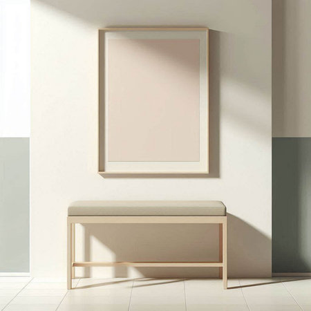 Mock up poster frame in interior background, 3d render illustration
