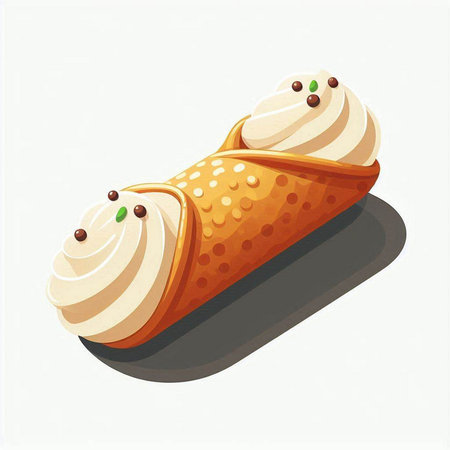 Illustration of ice cream with whipped cream on a white background.