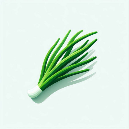 Fresh green onion on a light background. Vector illustration. Eps 10