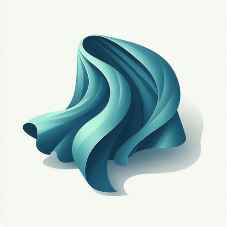 Abstract 3d blue waves on a white background. Vector illustration.の写真素材