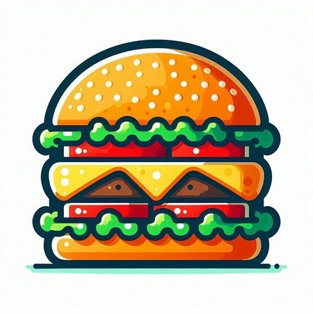 Hamburger icon isolated on white background. Fast food vector illustration.の写真素材
