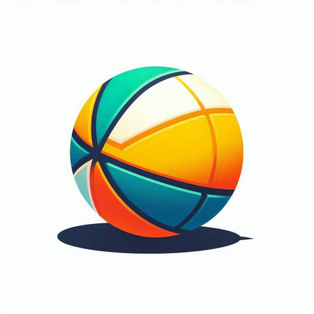 Colorful volleyball ball isolated on a white background. Vector illustration.の写真素材