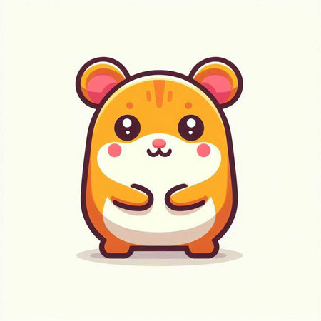 Cute hamster cartoon character. Vector illustration in flat style.の写真素材