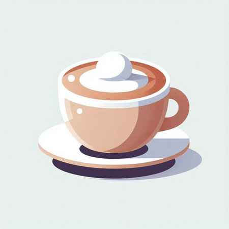 Cup of cappuccino with cream. Vector illustration.の写真素材