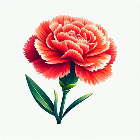 beautiful red carnation isolated on white background. vector illustration.の写真素材