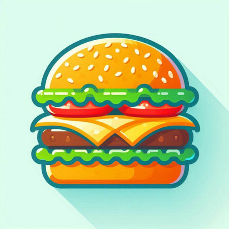 Hamburger icon. Fast food vector illustration in flat style.の写真素材