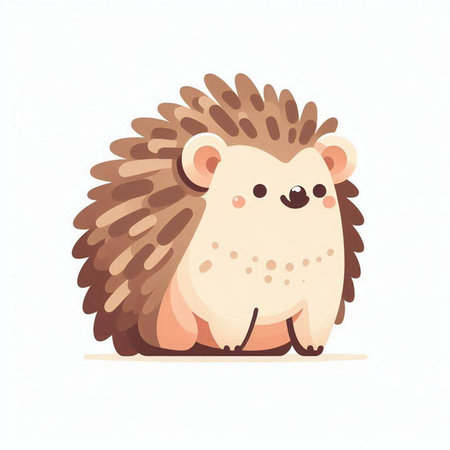 Cute hedgehog. Vector illustration. Isolated on white background.の写真素材