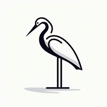 Vector image of a stork on a white background. Stork iconの写真素材
