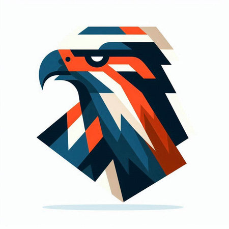 Eagle head with colorful geometric background. 3d vector illustration.の写真素材