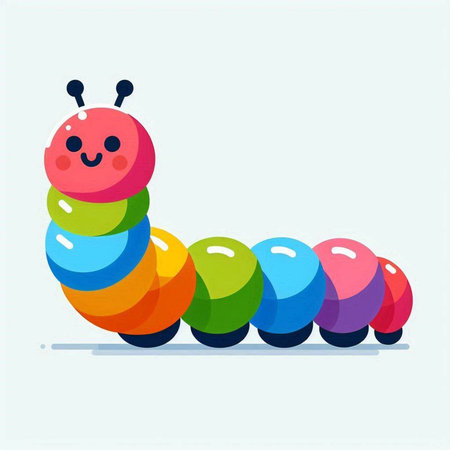 Cute cartoon caterpillar. Colorful vector illustration in flat style.の写真素材