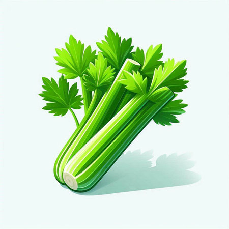 Fresh celery isolated on white background. Vector illustration. Eps 10.