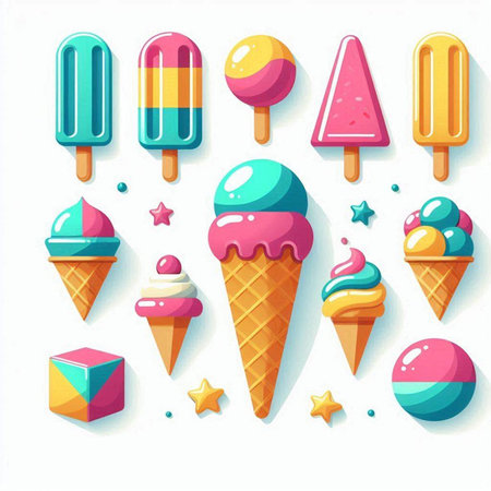Ice cream vector set. Colorful ice cream collection. Vector illustration