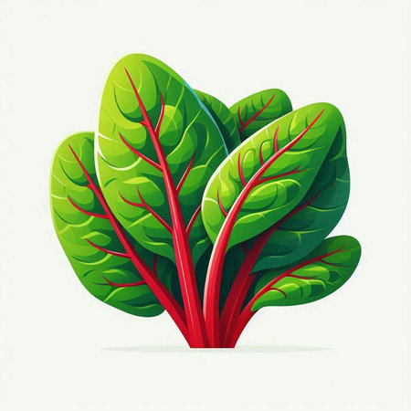 Red chard isolated on white background. Vector illustration for your design