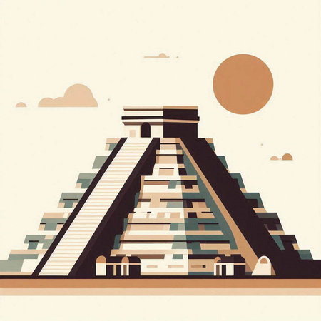 Ancient pyramid of Khafre in Egypt. Vector illustration in retro style