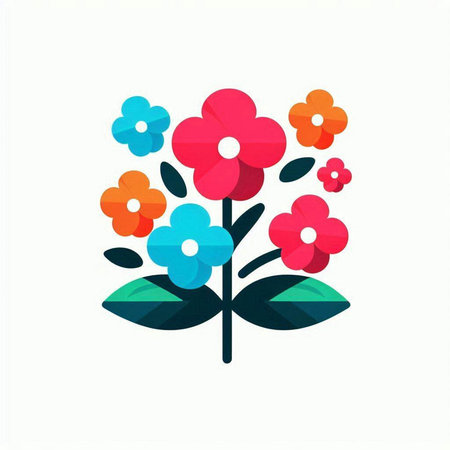 Flower icon in flat style isolated on white background. Vector illustration.の写真素材