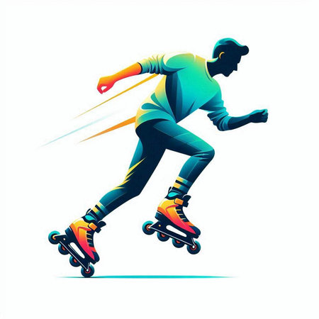 Roller skater vector illustration. Isolated on white background.