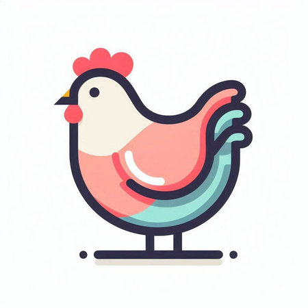 Chicken icon. Farm animal. Vector illustration in a flat style.の写真素材