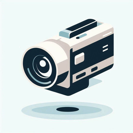 Camera icon isolated on blue background. Vector illustration. Eps 10.
