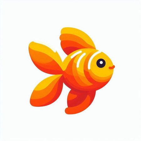 Colorful cartoon goldfish isolated on white background. Vector illustration.の写真素材