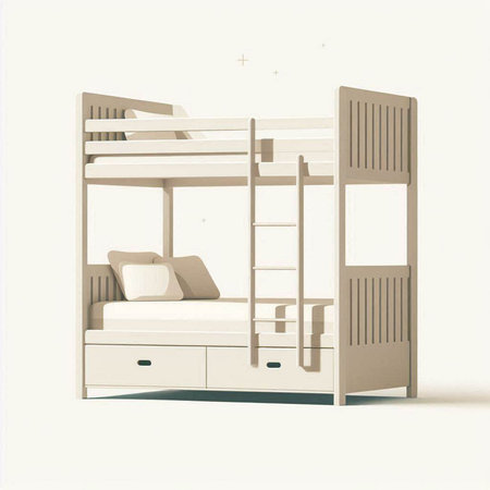 3d rendering of a bunk bed isolated on a white background.
