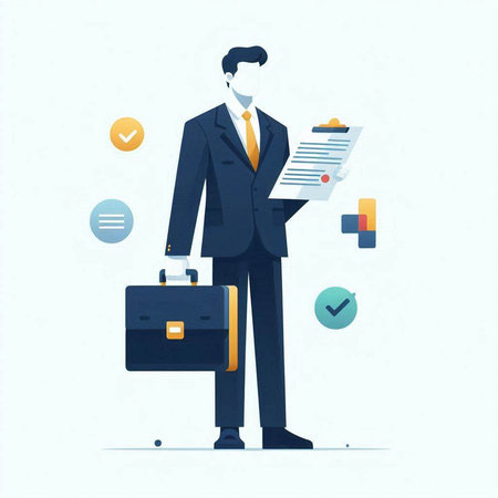 Businessman with briefcase and checklist. Concept business vector illustration.の写真素材