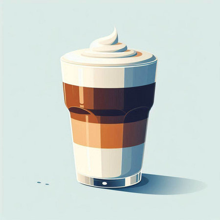 Illustration of a glass of cappuccino with whipped cream