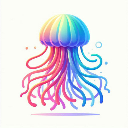 Colorful jellyfish isolated on a white background. Vector illustration.