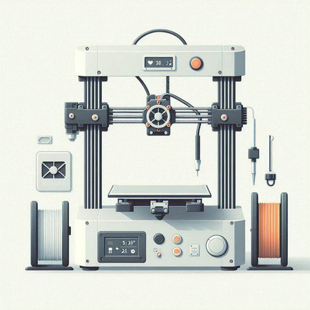 3d rendering of a 3d printer on a white background.