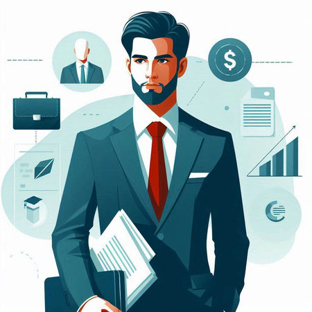 Vector illustration of a businessman in a suit and tie. Business concept.の写真素材