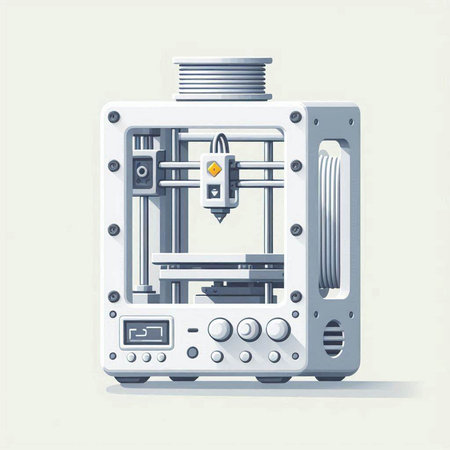 3d printer. 3d printing machine. 3d technology. Vector illustration.