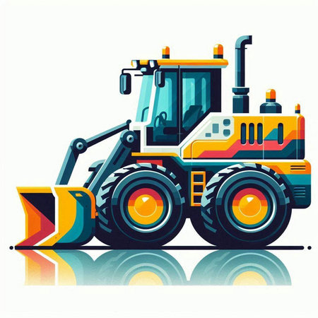 Bulldozer isolated on white background. Detailed vector illustration.