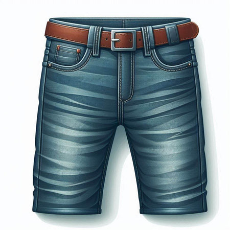 Blue jeans with belt isolated on white background. 3d illustration.の写真素材