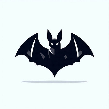 Bat. Black silhouette on a light background. Vector illustration. Eps 10.