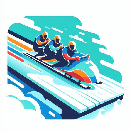 Winter sports. Snowmobiling. Snowboarding. Vector illustration.