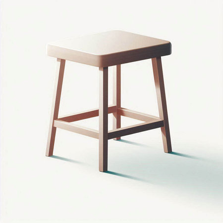 Wooden stool isolated on a white background. 3d render.