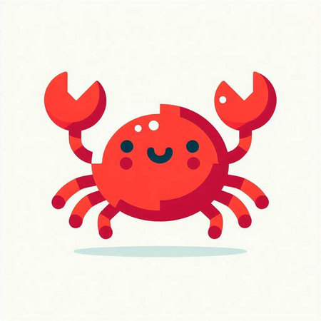Cute cartoon crab. Vector illustration isolated on a white background.の写真素材